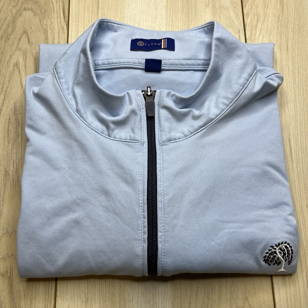 Stitch 1/4 Zip Golf Pullover Sweater Performance Light Blue Mens Size Medium